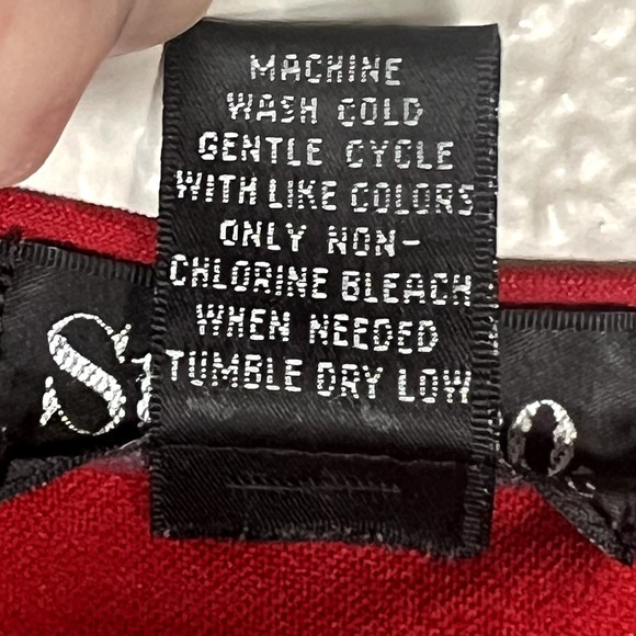 Style & Co Sz PS V-Neck Blouse Red 3/4 Sleeves Semi-Sheer Ruffles at Wrist - Picture 7 of 10